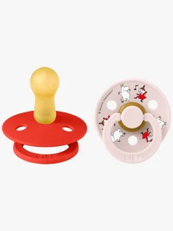 BIBS Sutter & Suttesnore>x Moomin Colour Dancing Sut 2-pak Latex Str. 2, Candy Apple