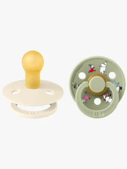 BIBS Sutter & Suttesnore*x Moomin Colour Friends Sut 2-pak Latex Str. 1, Ivory Hvid/Grøn