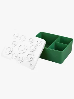 Blafre Spisetid>Madkasse Tre Rum Blomst, Hvid/Mørkegrøn