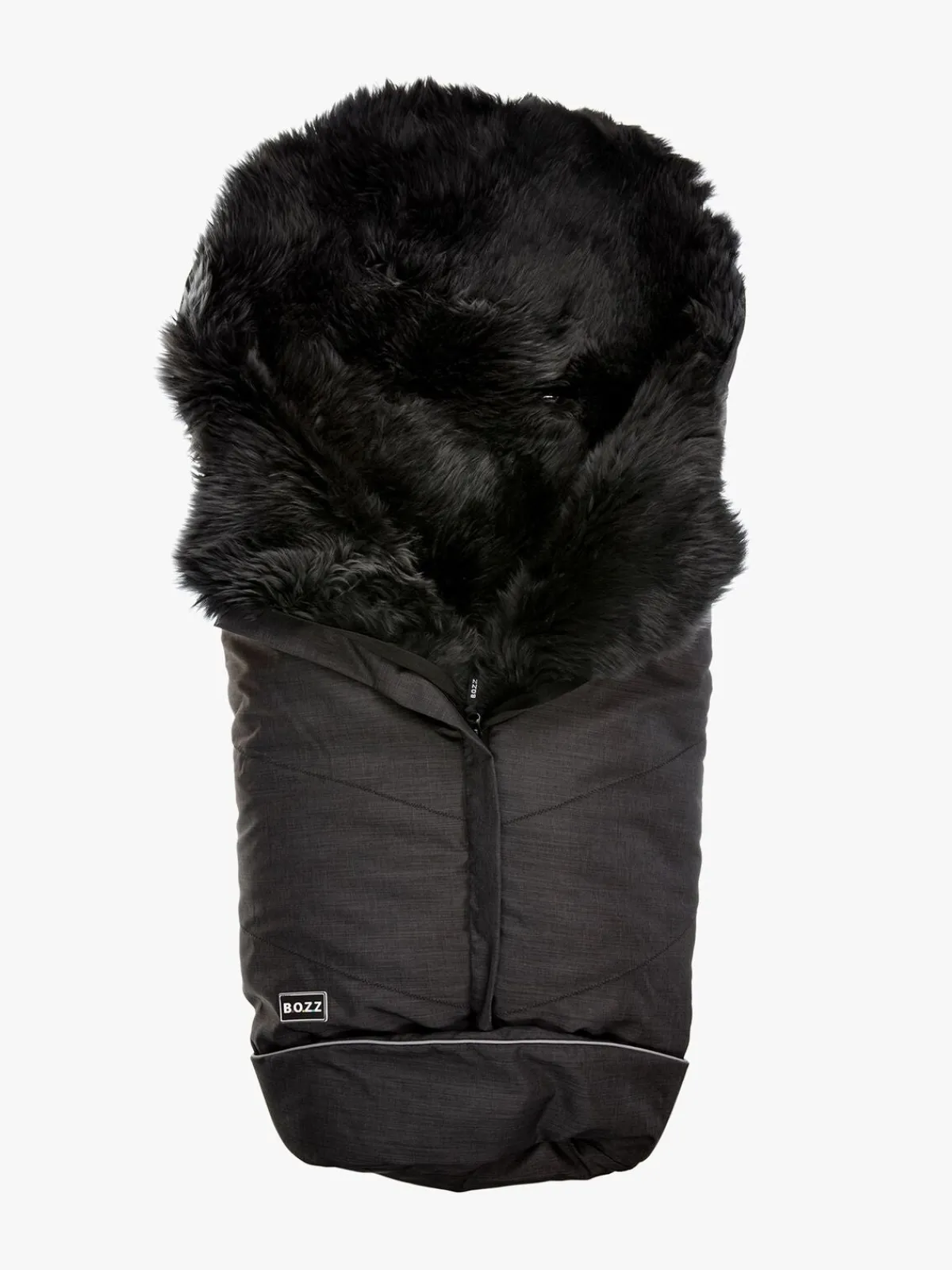 Bozz Køreposer>Lammeskindskørepose Langhåret, Black Melange/Grey