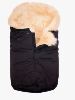 Bozz Køreposer>Lammeskindskørepose Small Langhåret, Black/Nature