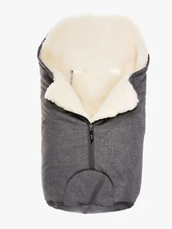 Bozz Køreposer*Lammeskindskørepose Small Klippet, Grey Melange/White Grå/Hvid