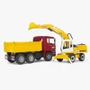 Bruder Legetøjsbiler & -Fartøjer>MAN TGA Construction Truck & Liebherr Gravemaskine