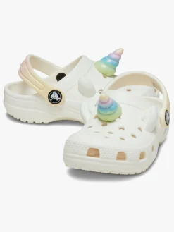 Børn Crocs Hjemmesko></noscript>Classic IAM Rainbow Unicorn Kids Clogs, Chalk