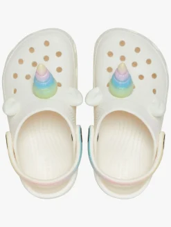 Børn Crocs Hjemmesko></noscript>Classic IAM Rainbow Unicorn Kids Clogs, Chalk