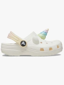 Børn Crocs Classic IAM Rainbow Unicorn Kids Clogs, Chalk