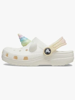 Børn Crocs Classic IAM Rainbow Unicorn Kids Clogs, Chalk