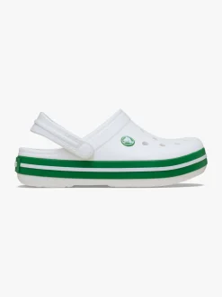 Børn Crocs Hjemmesko>Crocband Kids Clogs, White/Green Ivy
