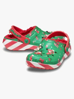 Børn Crocs Mickey Mouse Classic Xmas Linjerede Hjemmesko, Multi