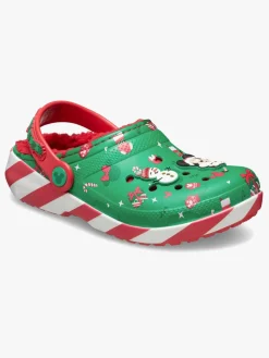 Børn Crocs Mickey Mouse Classic Xmas Linjerede Hjemmesko, Multi