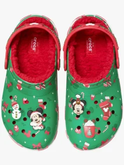 Børn Crocs Mickey Mouse Classic Xmas Linjerede Hjemmesko, Multi