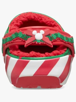 Børn Crocs Mickey Mouse Classic Xmas Linjerede Hjemmesko, Multi