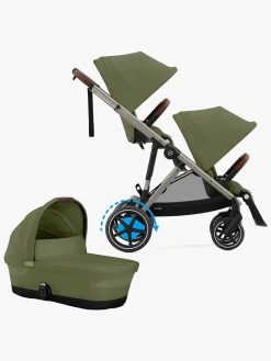 Cybex Søskendevogne*e-Gazelle S Søskendevogn inkl. Liggedel, Moss Green/Taupe