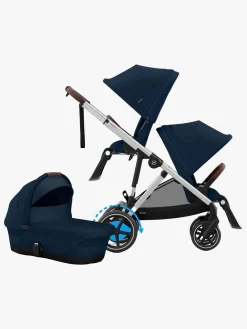 Cybex Søskendevogne*e-Gazelle S Søskendevogn inkl. Liggedel, Ocean Blue/Silver
