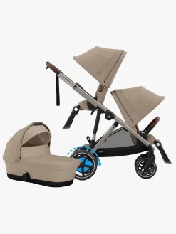 Cybex e-Gazelle S Søskendevogn inkl. Liggedel, Almond Beige/Taupe