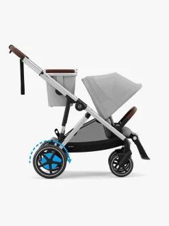 Cybex e-Gazelle S Søskendevogn inkl. Liggedel, Stone Grey/Silver