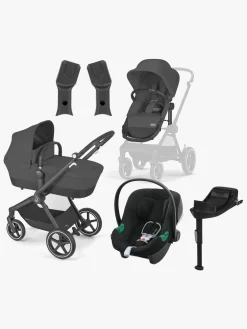 Cybex Vognpakker|Autostolspakker>EOS Lux Duovogn inkl. Aton B2 i-Size Autostol Baby & Base, Black/Moon Black