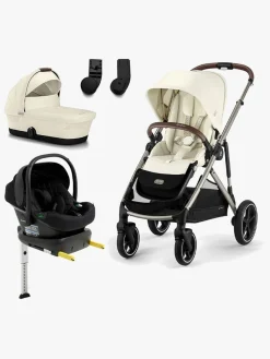 Cybex Vognpakker>GAZELLE S Duovogn inkl. Beemoo Route i-Size Autostol Baby & ISOFIX Base, Seashell Beige/Black Stone