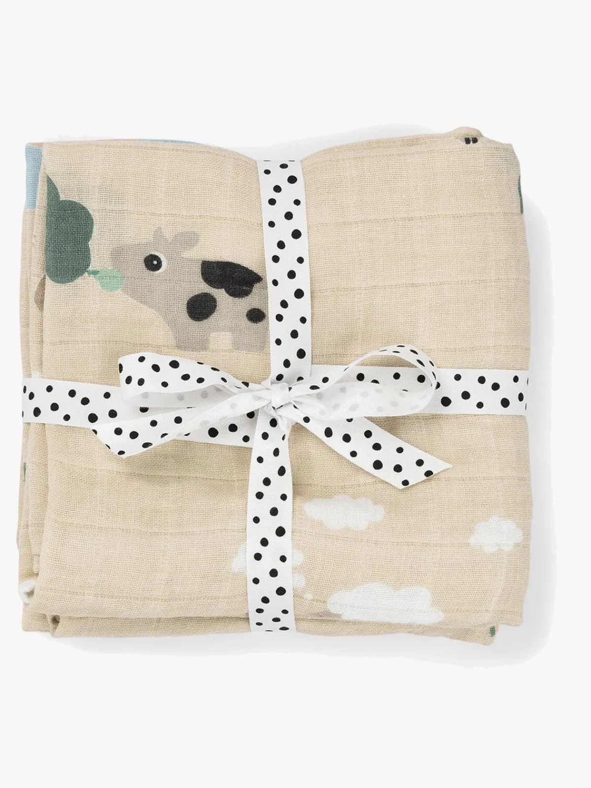 DoneByDeer Stofbleer, Nusseklude & Babytæpper>Done By Deer Tiny Farm Tæppe/ Stofble i Musselin 2-pak, Sand