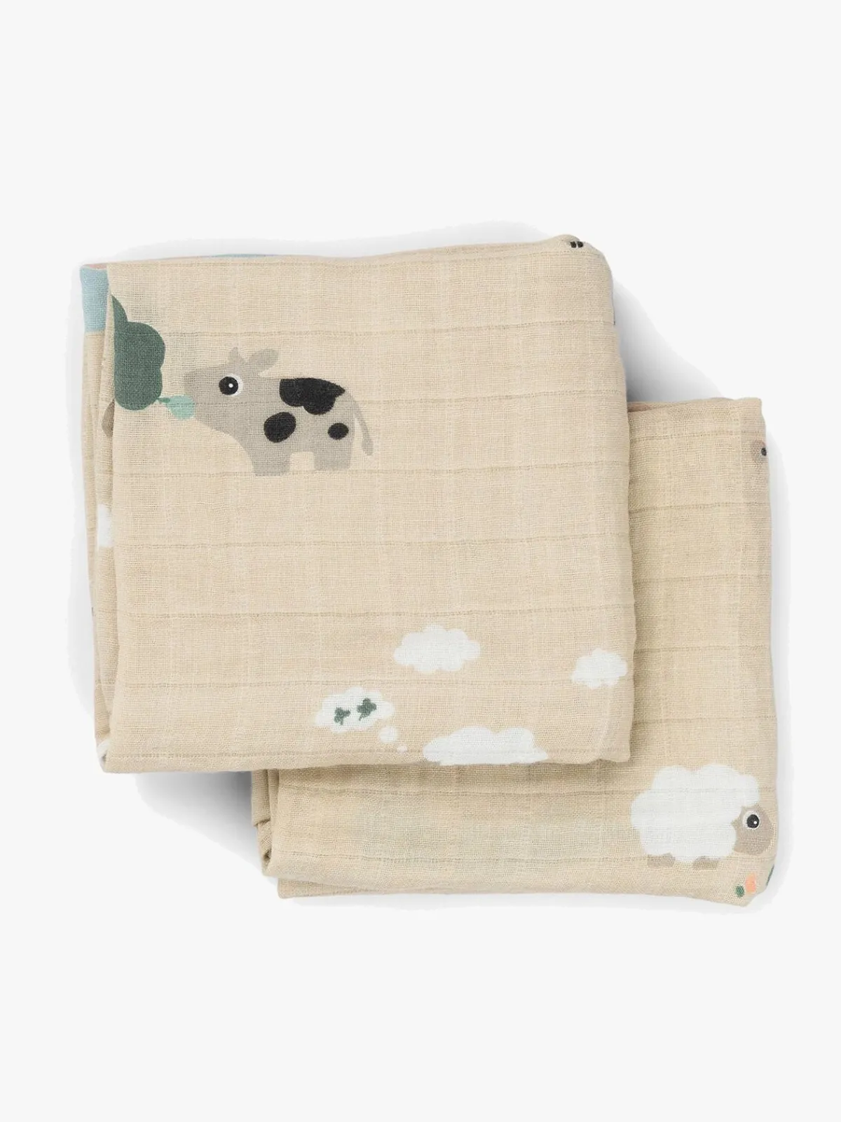 DoneByDeer Stofbleer, Nusseklude & Babytæpper>Done By Deer Tiny Farm Tæppe/ Stofble i Musselin 2-pak, Sand