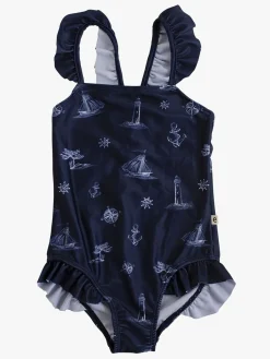 Børn Ebbe Uv & Strand>Badedragt, Mønstret/Blå