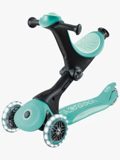 Globber Go-Up Deluxe Lights Trehjulet Løbehjul, Dark Mint