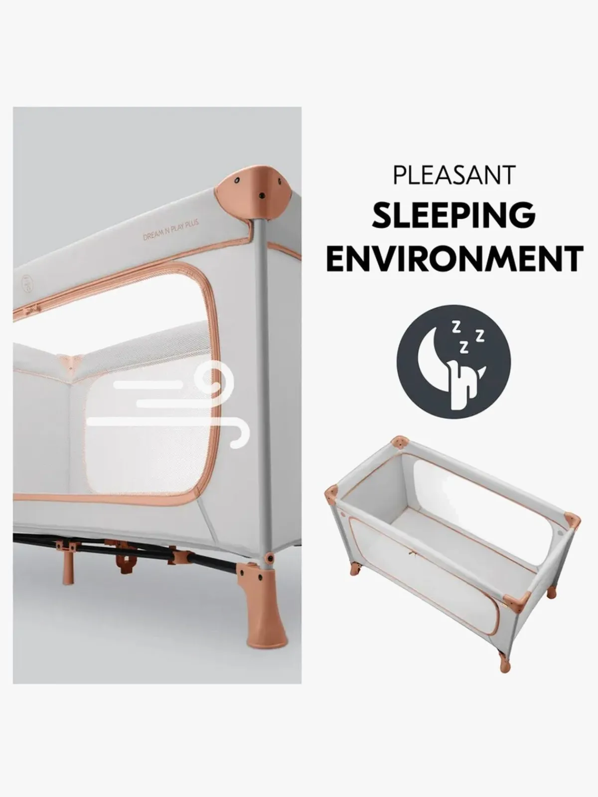 Børn Hauck Børnesenge & Tilbehør>Dream N Play Plus Weekendseng, Dusty Cork