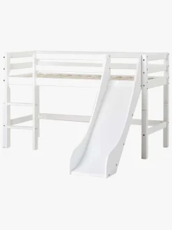 Hoppekids Børnesenge & Tilbehør*ECO Dream Halvhøj Seng med Rutsjebane og Stige 90x200, Hvid