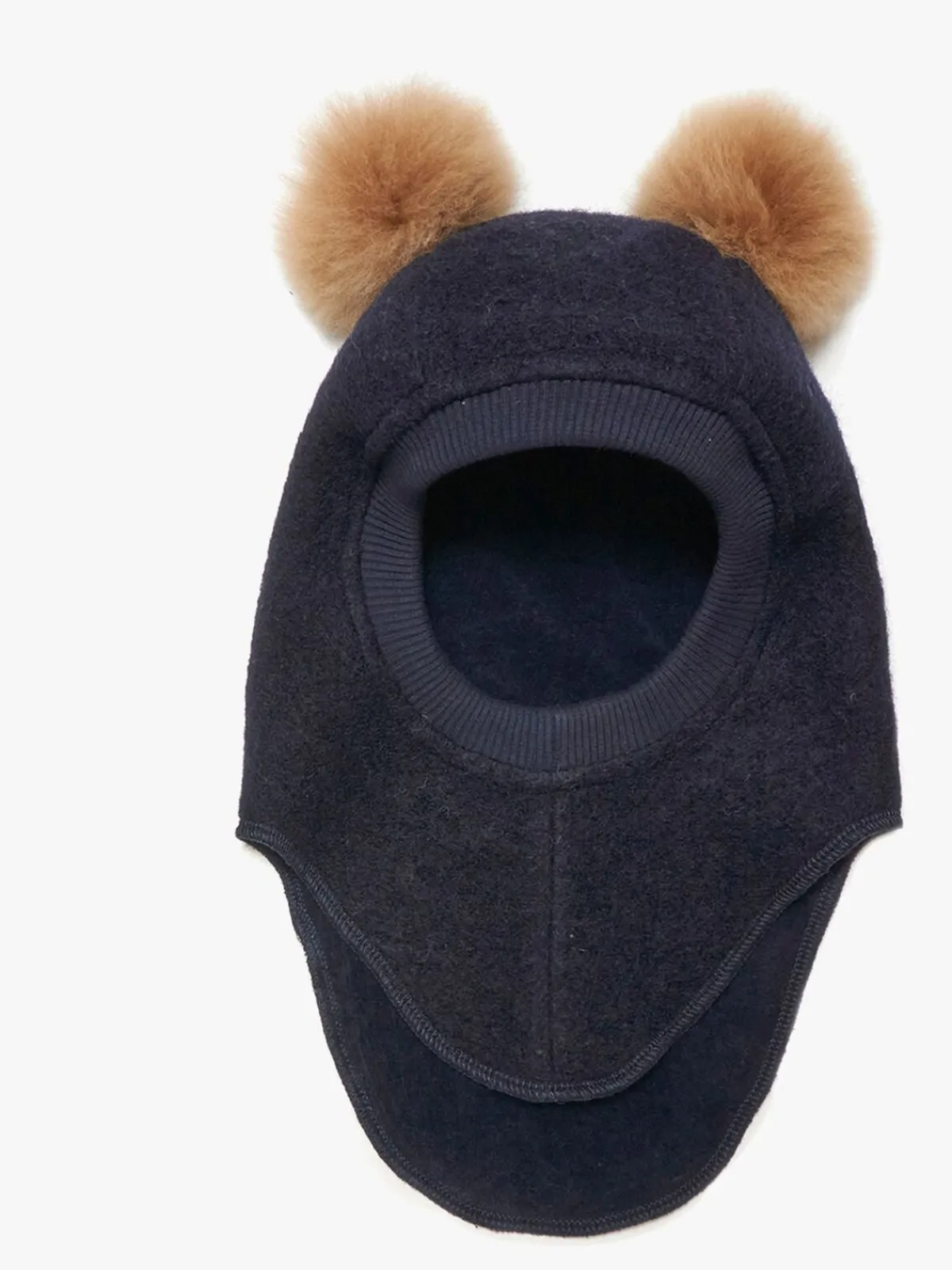 Børn Huttelihut Elefanthue i Uld med Pomponer, Dark Navy