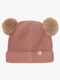 Børn Huttelihut Uldtøj|Tilbehør>Hue Merinould med Pomponer, Burlwood