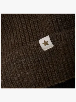 Børn Huttelihut Hue Merinould med Pomponer Alpaka, Dark Brown Melange