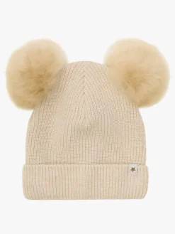 Børn Huttelihut Hue Merinould med Pomponer Alpaka, Sand Melange