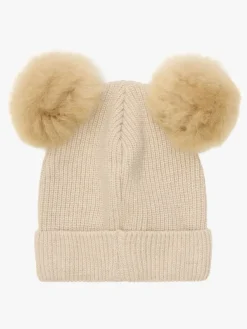 Børn Huttelihut Hue Merinould med Pomponer Alpaka, Sand Melange