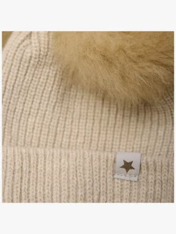 Børn Huttelihut Hue Merinould med Pomponer Alpaka, Sand Melange