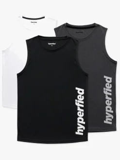 Hyperfied Bounce Tank Top 3-pak, Black/Grey Melange/White