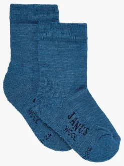 Børn Janus Undertøj|Uldtøj>Uldstrømper Merinoblanding 2-pak, Lyseblå