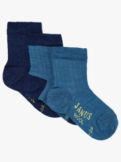 Janus Undertøj|Uldtøj*Uldstrømper Merinoblanding 3-pak, Lyseblå Blå