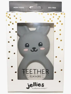 Jellystone Designs Babylegetøj* Kanin Bidering Silikone, Lysegrå Flerfarvet