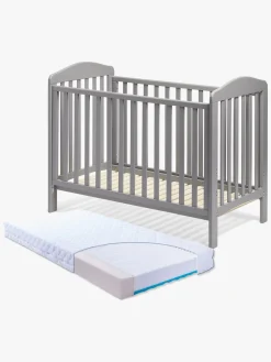 JLY Børnesenge & Tilbehør|Madrasser*ELLA Dream Lux Dropside Tremmeseng, Grå & BabyMatex Madras
