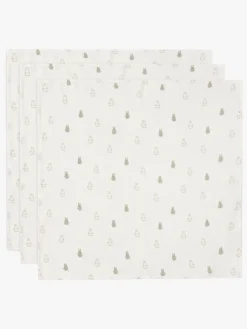 Jollein Stofbleer, Nusseklude & Babytæpper*Happy Miffy Tæppe/ Stofble i Musselin 3-pak, Olive Green Grøn/Beige