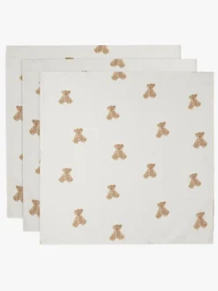 Jollein Stofbleer, Nusseklude & Babytæpper*Stofble 3-Pak, Teddy Bear Hvid/Beige