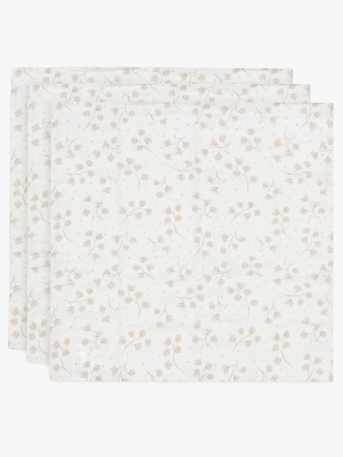 Jollein Tæppe/ Stofble i Musselin 70x70 cm 3-pak, Leafy Dreams