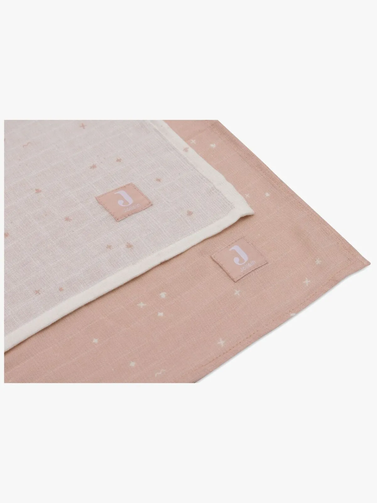 Jollein Stofbleer, Nusseklude & Babytæpper>Tæpper/ Stofbleer i Musselin Twinkling 2-pak, Off white/Wild Rose