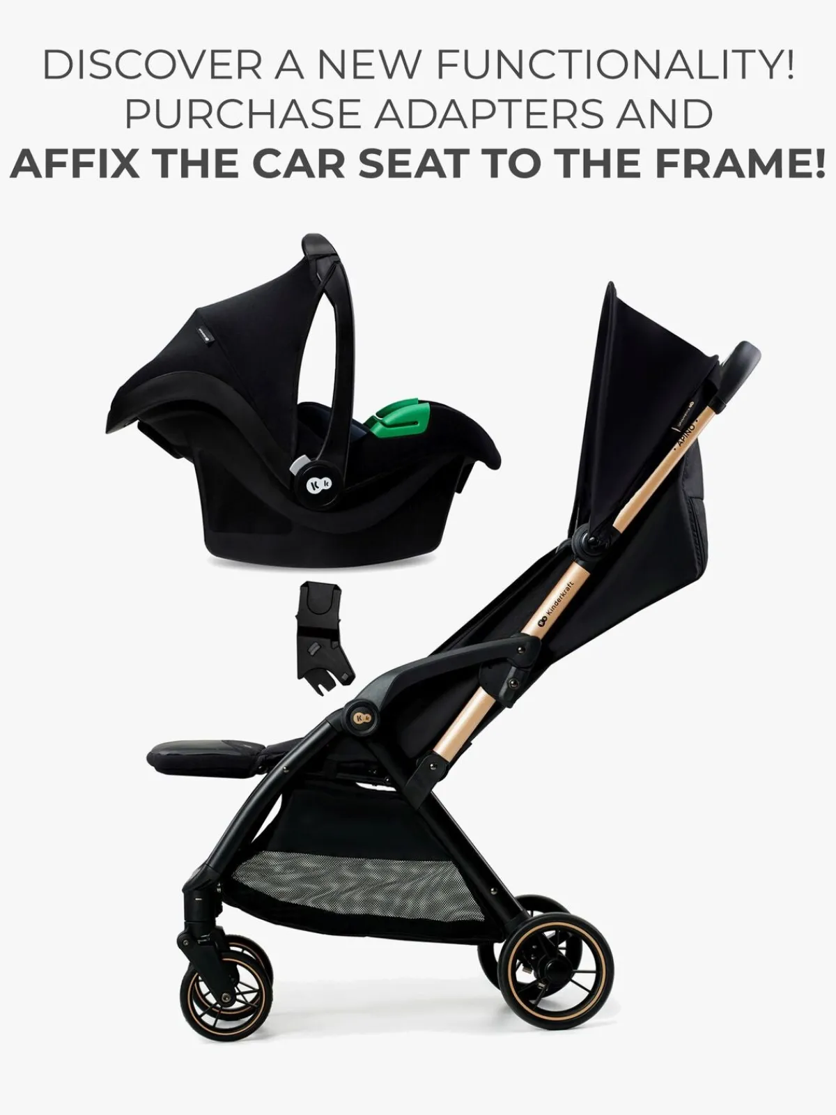 Kinderkraft Rejseklapvogne>APINO Klapvogn, Dove Grey