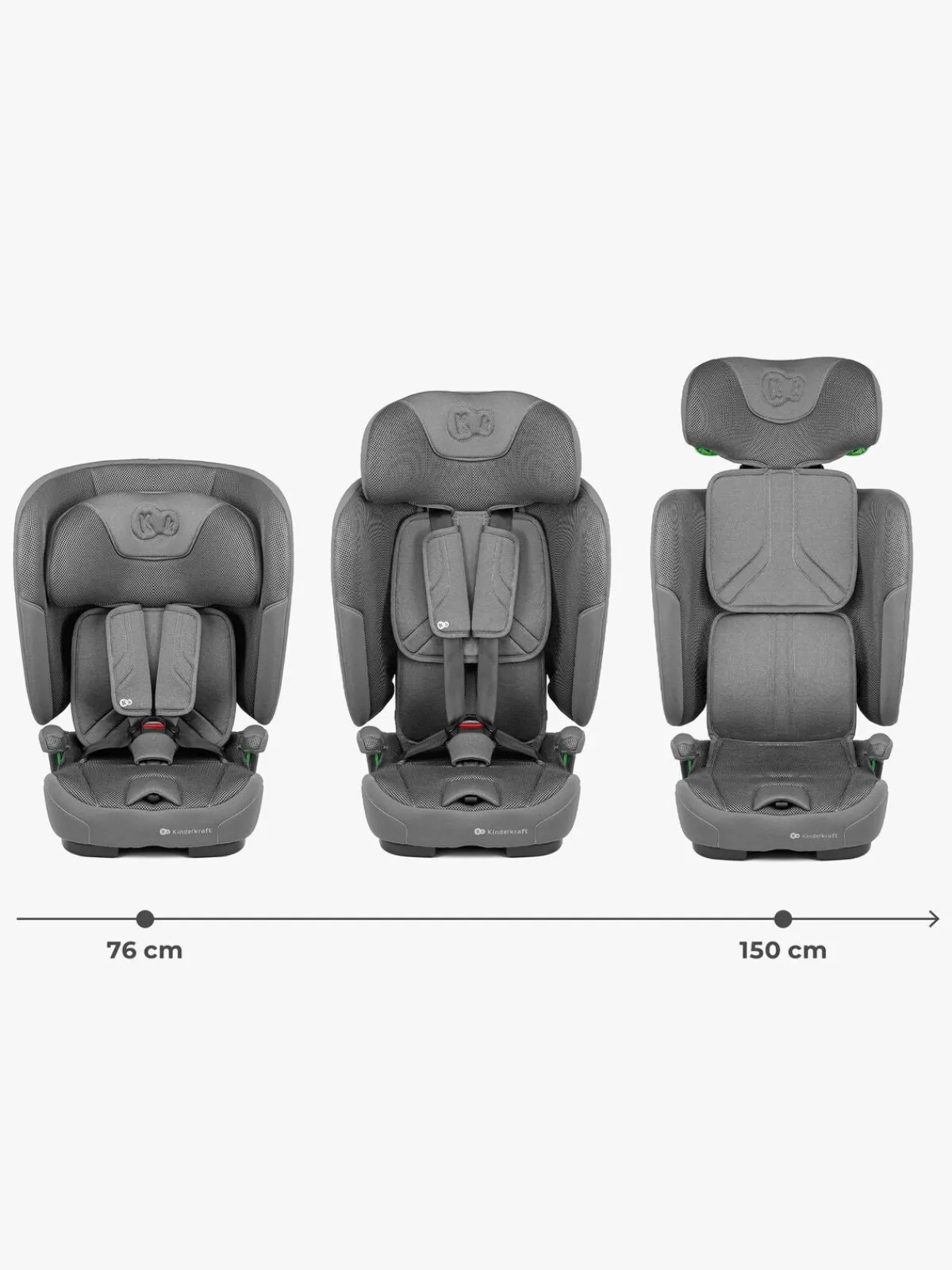 Kinderkraft Autostole 9-36 Kg*FIX2GO i-Size Autostol, Grey Grå