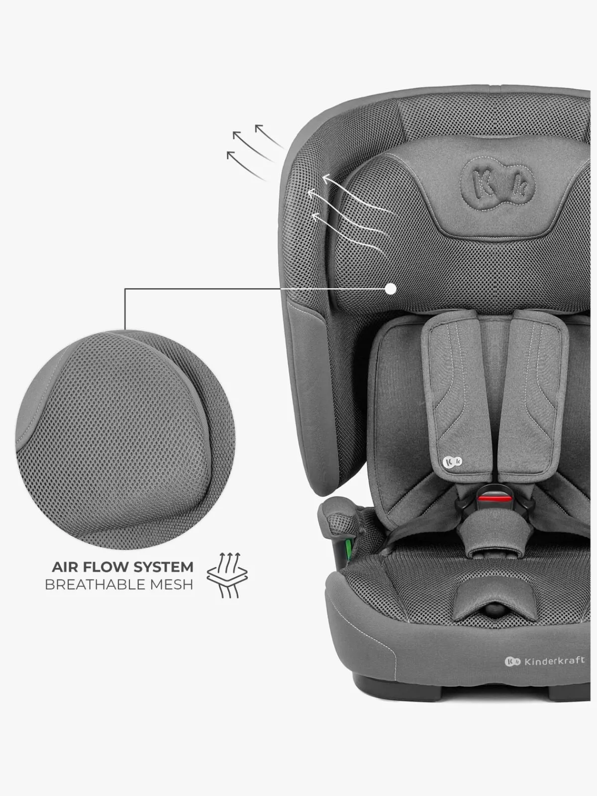 Kinderkraft Autostole 9-36 Kg*FIX2GO i-Size Autostol, Grey Grå
