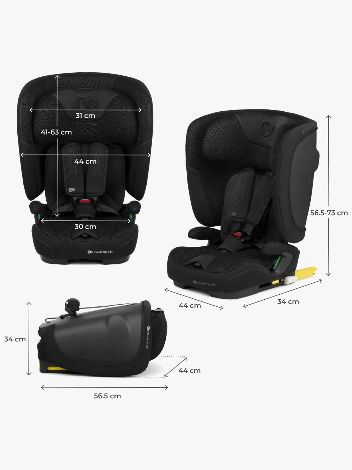 Kinderkraft Autostole 9-36 Kg*FIX2GO i-Size Autostol, Black Sort