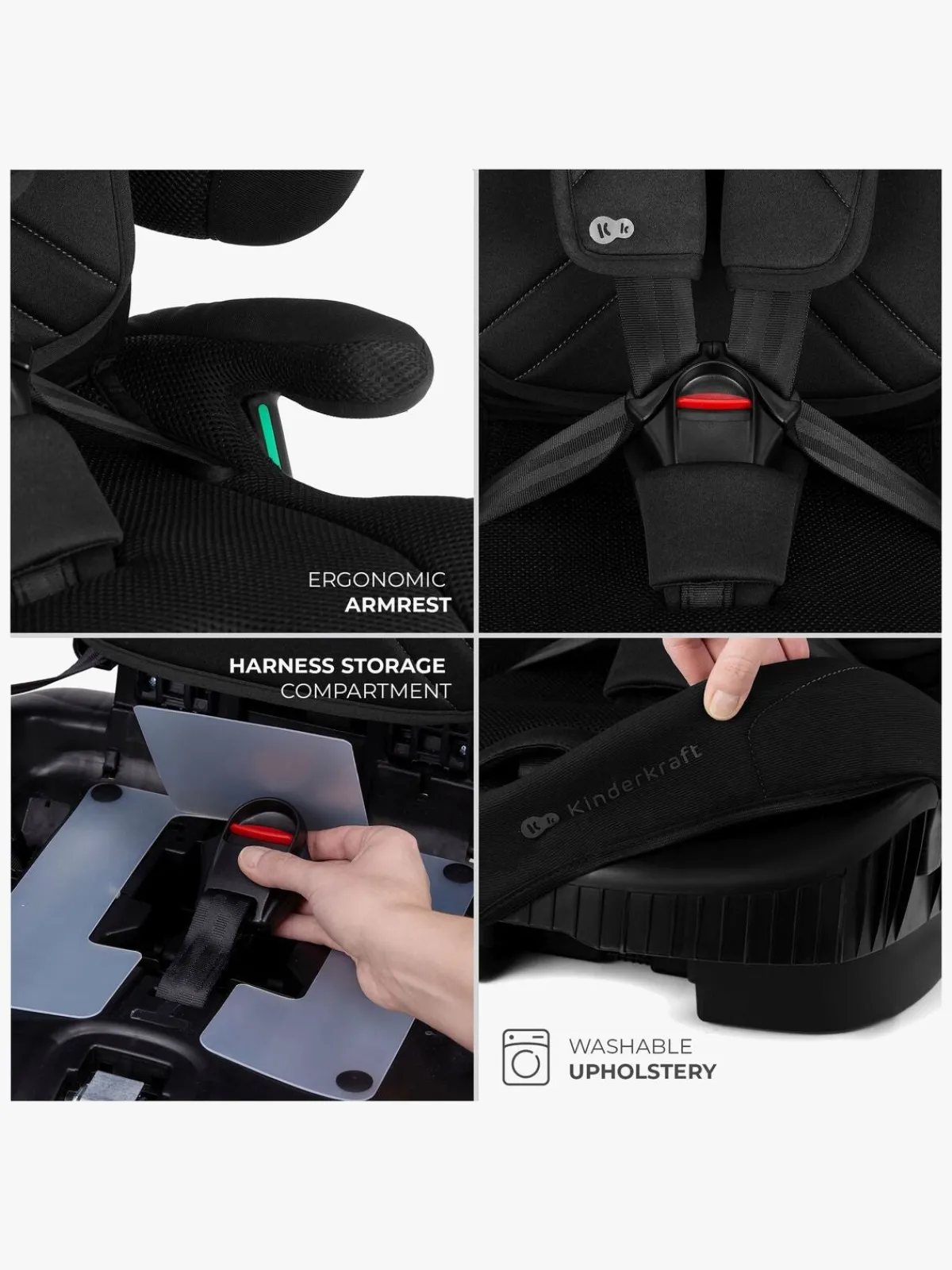 Kinderkraft Autostole 9-36 Kg*FIX2GO i-Size Autostol, Black Sort