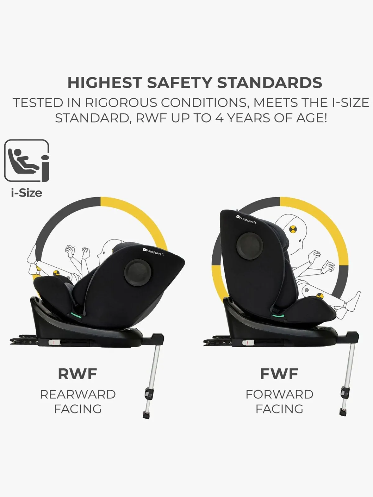 Kinderkraft Autostole 9-36 Kg*I-360 i-Size Autostol, Black Sort