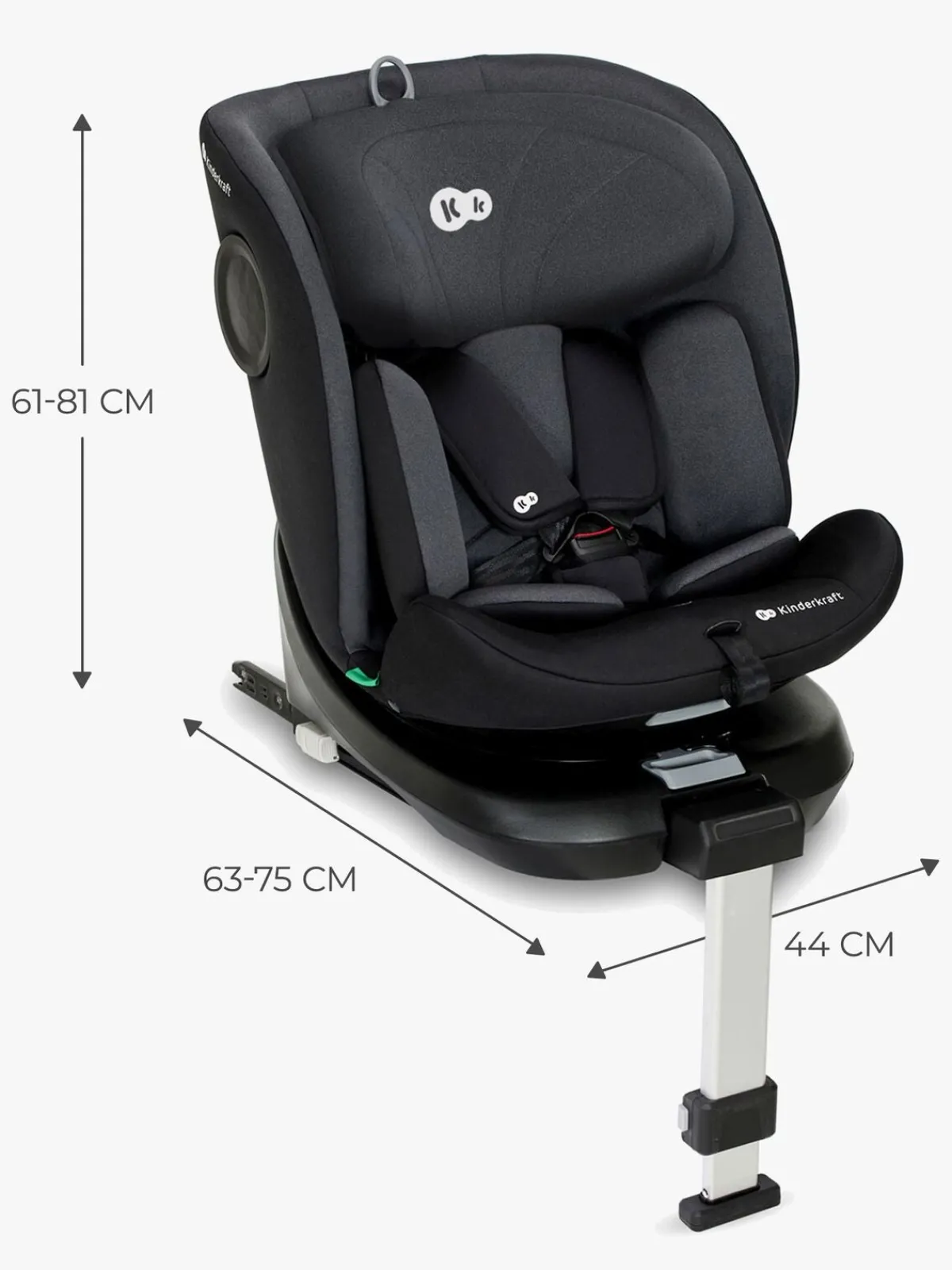 Kinderkraft Autostole 9-36 Kg*I-360 i-Size Autostol, Black Sort